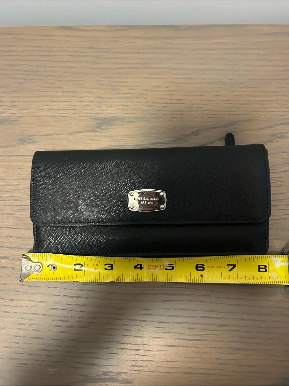 Michael Kors Black Saffiano Continental Wallet with Silver Plaque